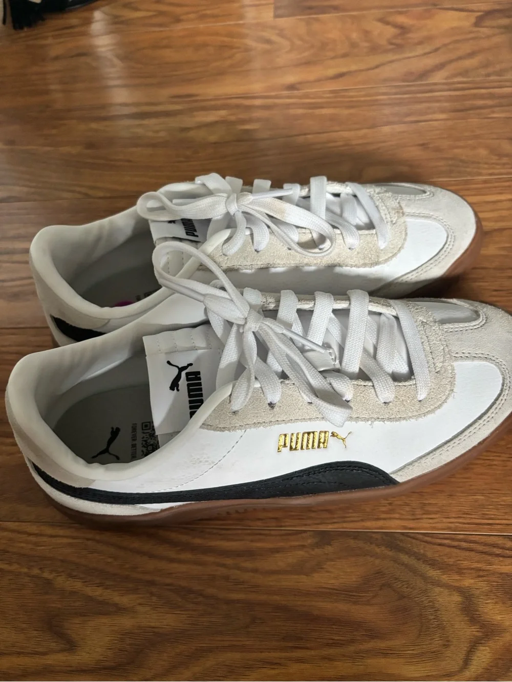 Puma Women’s White & Black Classic Suede-Trim Sneakers